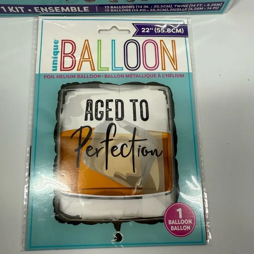 D37.  Party Decorations- 2 piece birthday age to perfection foil balloons